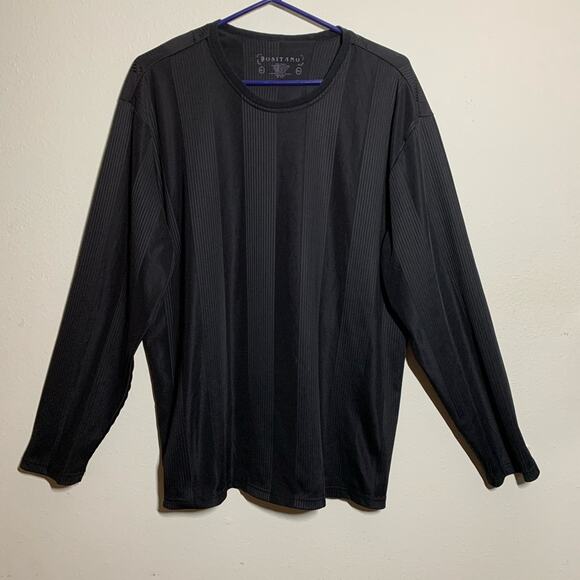Positano XL Men's Dress Top Black Long Sleeve Textured Tee Pullover Classic - Picture 6 of 8